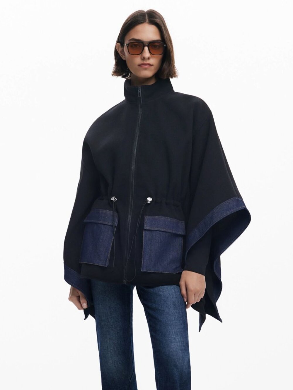 Desigual Combined Denim Poncho